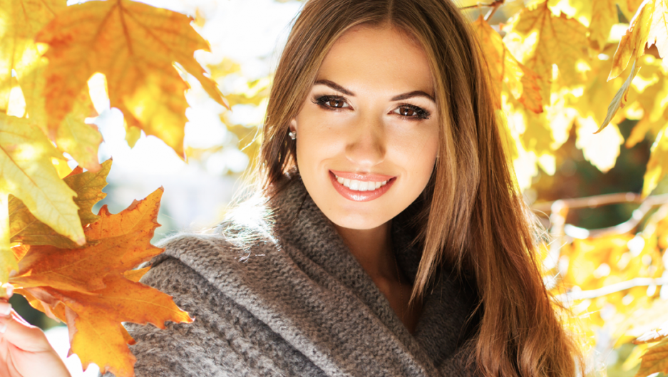 Woman in Front of Fall Background